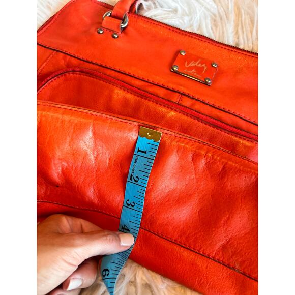 Velez‎ Women's Leather Shoulder Handbag Classic Minimalist Teacher Orange - Picture 12 of 14